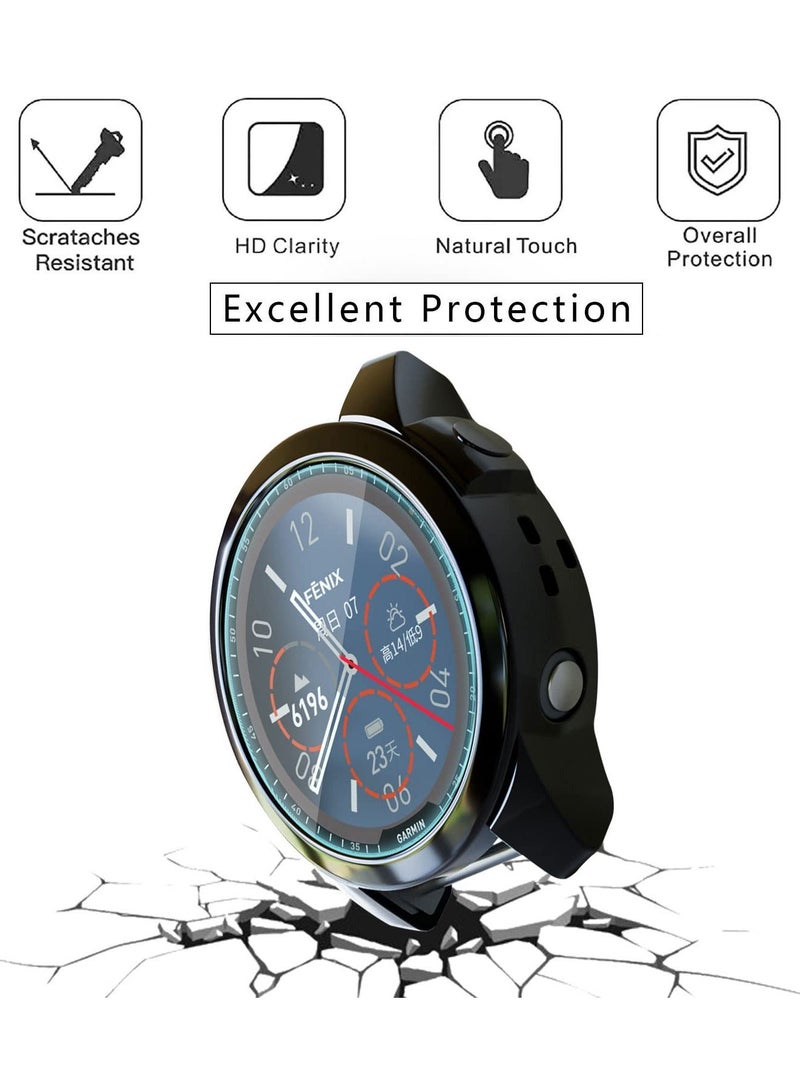 5+5 Pack Fenix 7 Screen Protector and Case Anti-Fog Tempered Glass Film and Soft TPU Bumper Watterproof Compatible for Garmin Fenix 7/7 Solar 7 Sapphire Solar Sapphire Solar Smart Watch 47MM - Image 4
