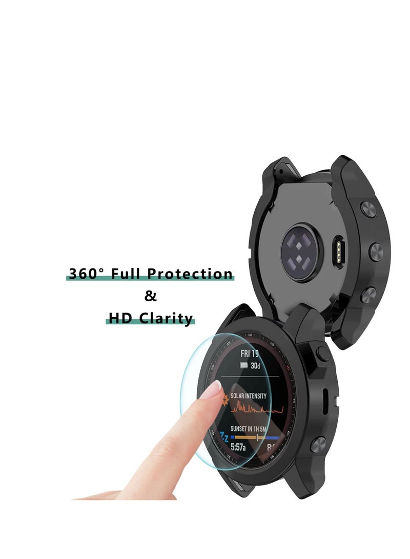 5+5 Pack Fenix 7 Screen Protector and Case Anti-Fog Tempered Glass Film and Soft TPU Bumper Watterproof Compatible for Garmin Fenix 7/7 Solar 7 Sapphire Solar Sapphire Solar Smart Watch 47MM - Image 5