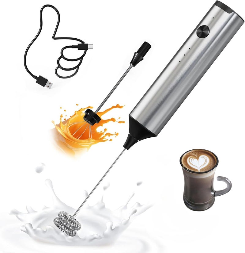 MITCMOLARD Milk Frother Handheld, Milk Frother, Coffee Mixer, Electric Coffee Whisk, Coffee Frother Rechargeable, Coffee Foam Blender with 3 Speeds Electric Stirrers for Latte Cappuccino Mixer - Image 1