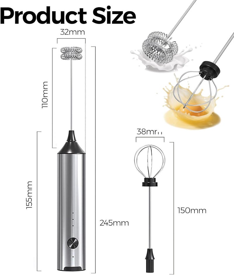 MITCMOLARD Milk Frother Handheld, Milk Frother, Coffee Mixer, Electric Coffee Whisk, Coffee Frother Rechargeable, Coffee Foam Blender with 3 Speeds Electric Stirrers for Latte Cappuccino Mixer - Image 2