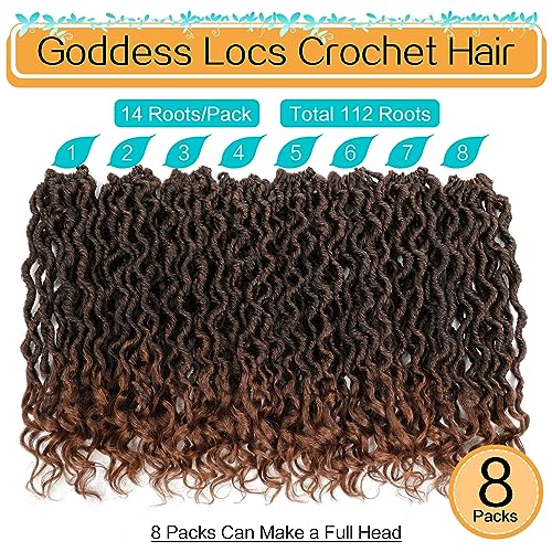 Karida Goddess Locs Crochet Hair 12 Inch 8 Packs Faux Locs Crochet Hair for Black Women Pre Looped Crochet Faux Locs With Curly Ends 12 Inch Pack of 8 T30 - Image 3