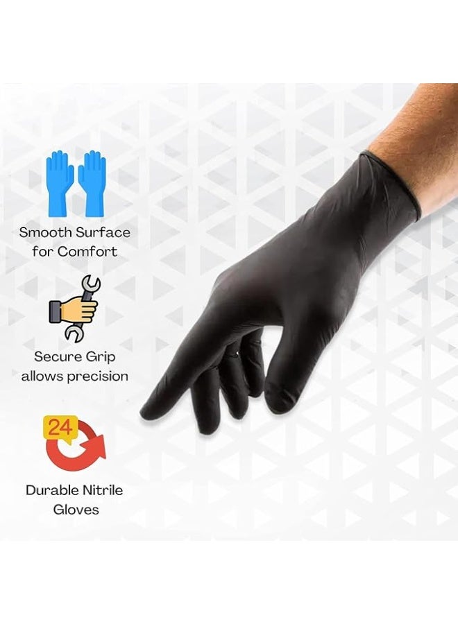 Black Nitrile Gloves (Pack of 50) - Multi Purpose, Superior Durability & Powder Free Hand Gloves - Practical & Easy-to-Use for General Tasks - Medium - Image 2