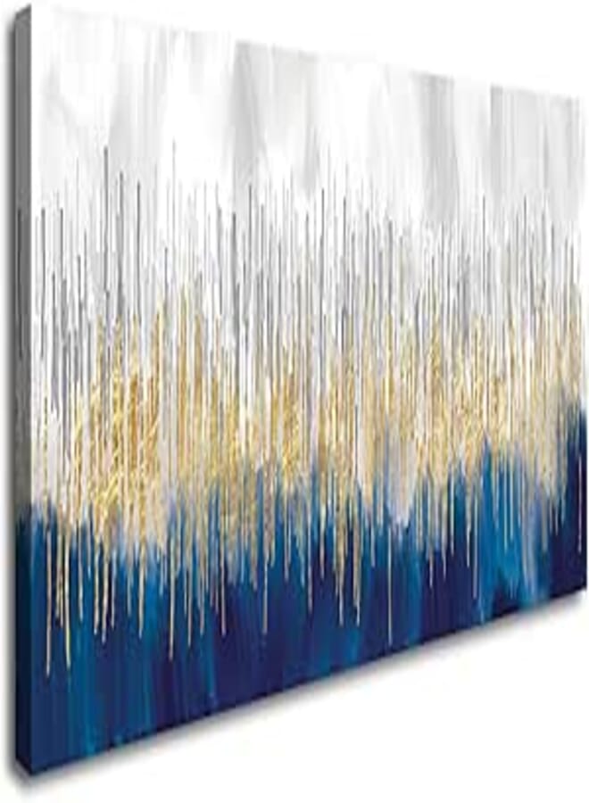 XXMWallArt FC3150 Abstract Wall Art Gold and Blue Canvas painting Artwork Painting Print for Living Room Bedroom Kitchen Home and Office Wall Decor 