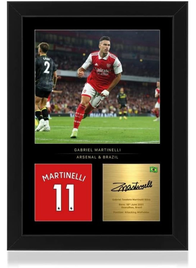 Win FC Gabriel Martinelli Signed A4 Framed Photo Display - Reproduced Digital Signature - Gift For Arsenal Fans - Image 1