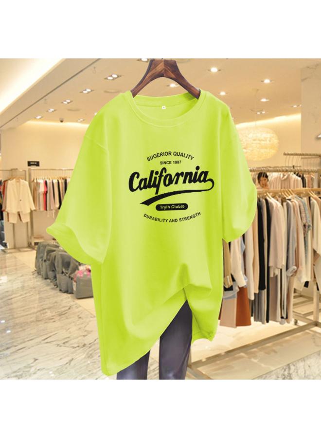 VUELO Casual Mid-length Short-sleeved T-shirt Women's Summer New Loose Slimming Letter Printed Half-sleeved Top 