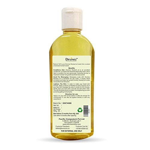 Devinez Mustard Oil, 110ml x 2-100% Pure, Natural, Undiluted, Therapeutic Grade Coldpressed Oil For Hair & Skin Care - Image 3