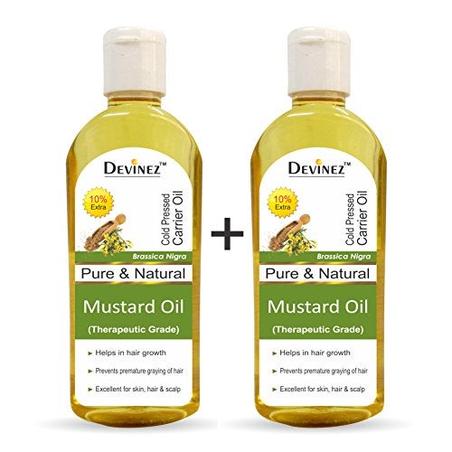 Devinez Mustard Oil, 110ml x 2-100% Pure, Natural, Undiluted, Therapeutic Grade Coldpressed Oil For Hair & Skin Care - Image 1