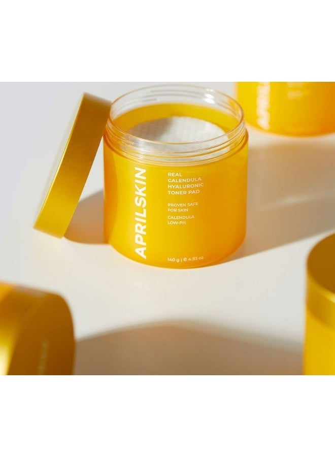 APRILSKIN April Skin Calendula PHA Hyaluronic Acid Dual-Textured Exfoliating Toner Pads Sensitive Skin 60 Pads - Image 1