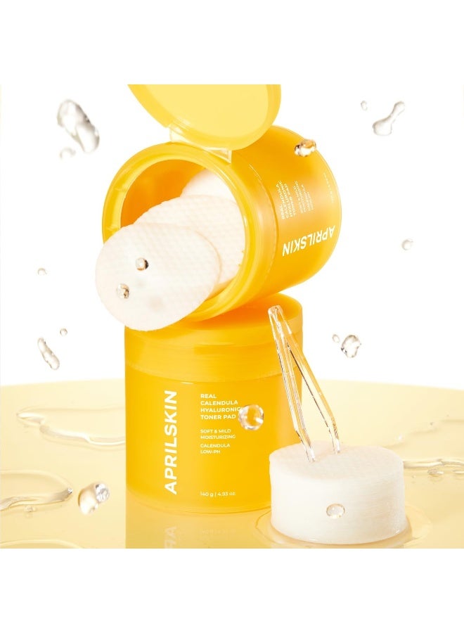 APRILSKIN April Skin Calendula PHA Hyaluronic Acid Dual-Textured Exfoliating Toner Pads Sensitive Skin 60 Pads - Image 4