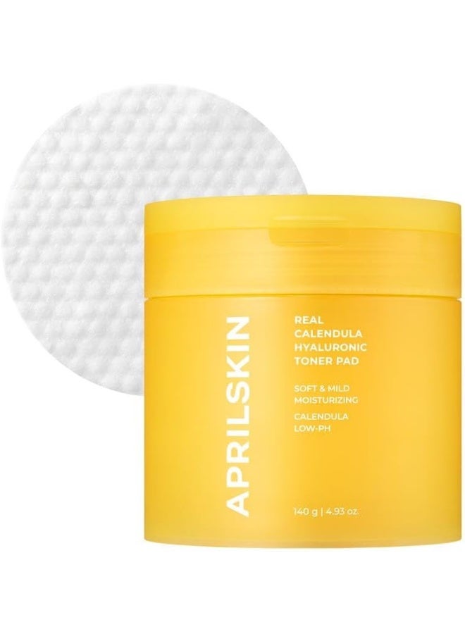 APRILSKIN April Skin Calendula PHA Hyaluronic Acid Dual-Textured Exfoliating Toner Pads Sensitive Skin 60 Pads - Image 1