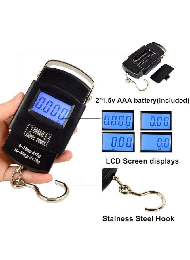 مايكروبلس ميزان أمتعة رقمي، ميزان إلكتروني رقمي لتعليق خطافات الصيد، أقصى وزن 50 كجم، مع شاشة LCD، مع وظيفة الوزن الصافي/تثبيت البيانات، Ps-4822 - Image 4