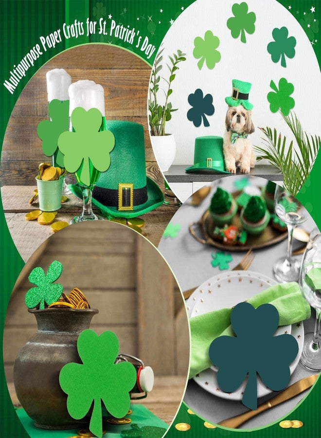 MixTeach 360 Pcs St. Patrick's Day Shamrocks Cutouts 4 Inch Paper Clover Cut-Outs Assorted Green Clover Shape Die Cuts for Irish St. Patrick's Day Party Kids School Craft Project Bulletin Board Decor - Image 4