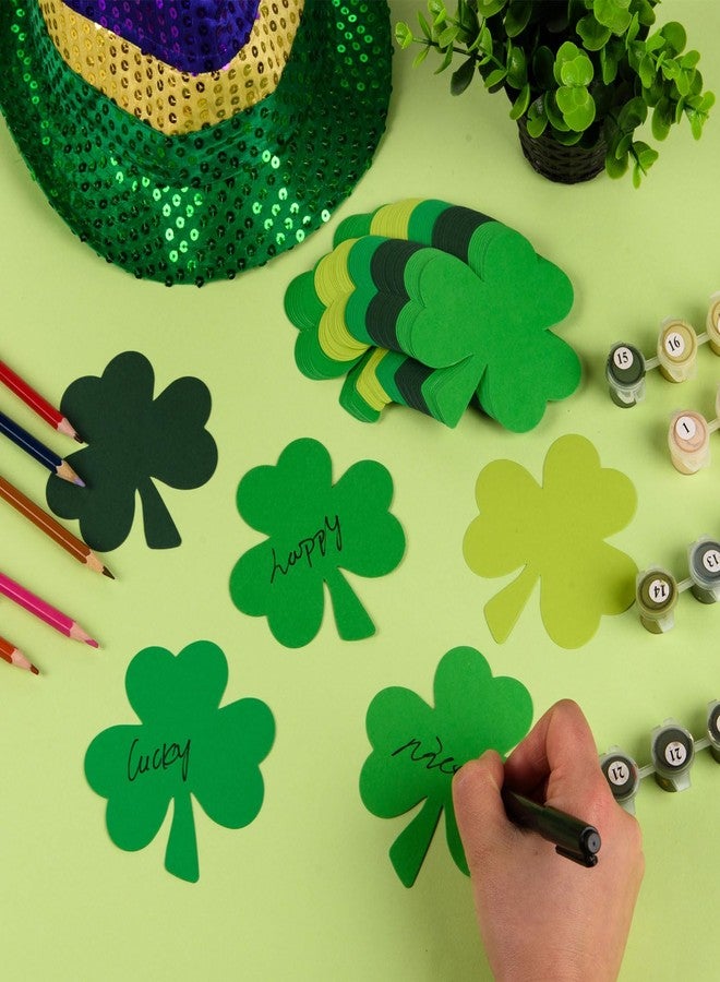 MixTeach 360 Pcs St. Patrick's Day Shamrocks Cutouts 4 Inch Paper Clover Cut-Outs Assorted Green Clover Shape Die Cuts for Irish St. Patrick's Day Party Kids School Craft Project Bulletin Board Decor - Image 5
