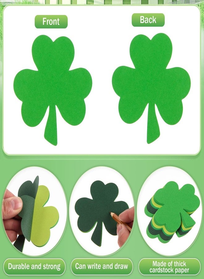 MixTeach 360 Pcs St. Patrick's Day Shamrocks Cutouts 4 Inch Paper Clover Cut-Outs Assorted Green Clover Shape Die Cuts for Irish St. Patrick's Day Party Kids School Craft Project Bulletin Board Decor - Image 3