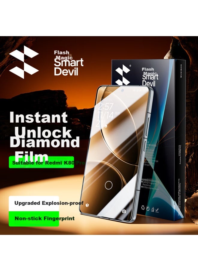 Smartdevil Tempered Glass Screen Protector For Redmi K80/k80 Pro, Diamond Anti-explosion, Ultra-smooth, Fingerprint-resistant, Shockproof, Ultra-clear Phone Protective Film - Image 1
