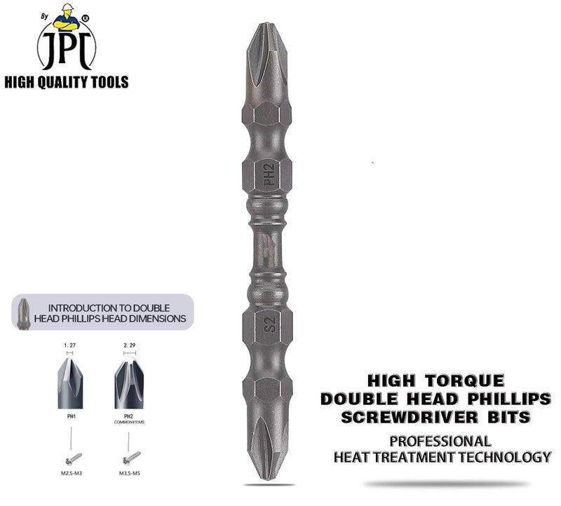 JPT Two Sided Magnetic Screwdriver Bit Set | S2 High Torque Alloy Steel | PH2 Power Drill Double End | 10 Bits Set - Image 5
