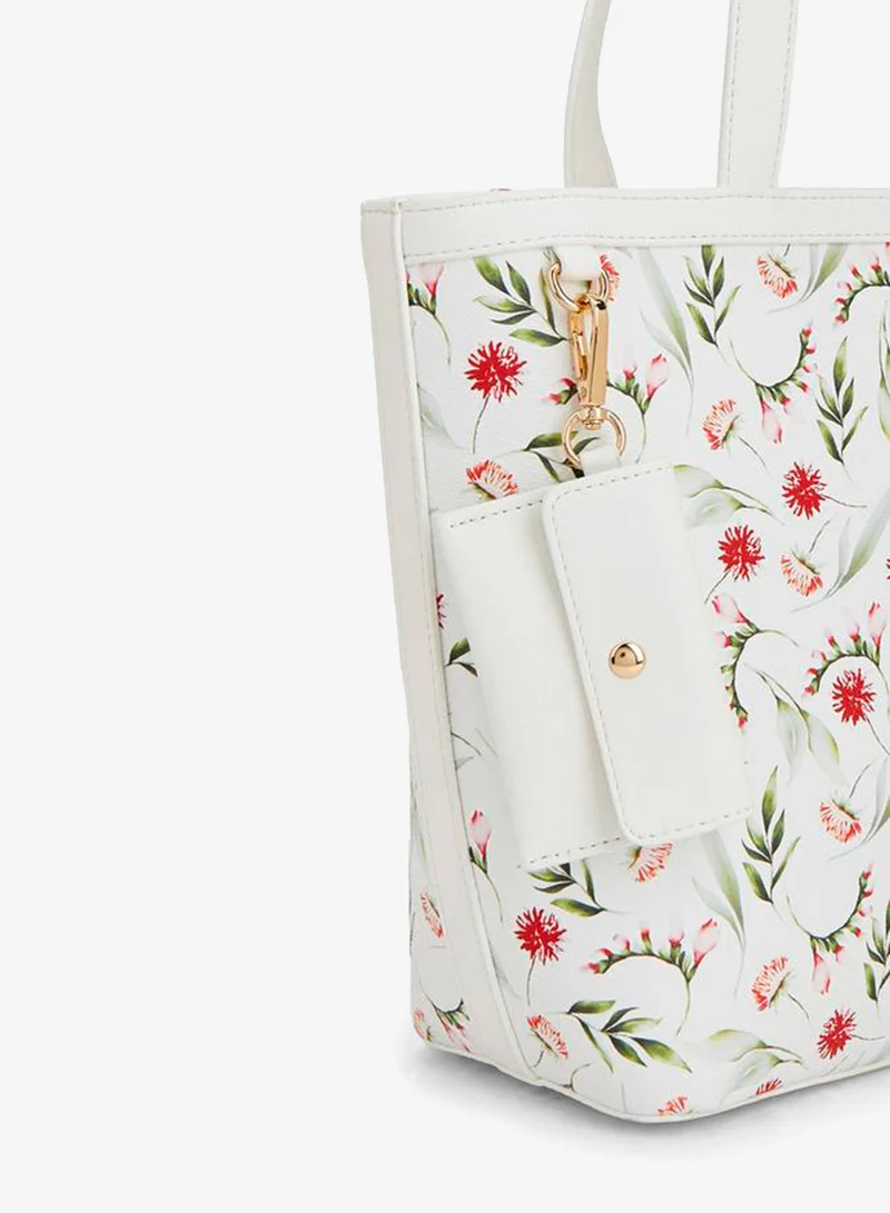 Flora Bella By Shoexpress WHITE Printed Tote Bag With Double Handle for Women | Best Price UAE