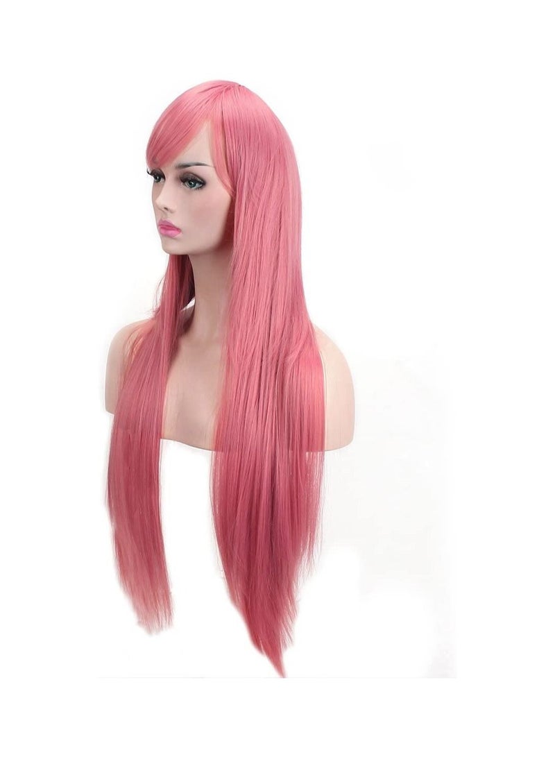إستيل شعر مستعار Estelle بطول 32 بوصة 80 سم طويل مستقيم أنيمي أزياء المرأة تأثيري باروكة شعر مستعار للحفلات مع غطاء شعر مستعار مجاني وردي - Image 4