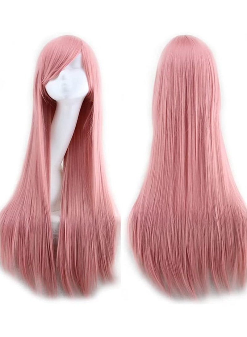 إستيل شعر مستعار Estelle بطول 32 بوصة 80 سم طويل مستقيم أنيمي أزياء المرأة تأثيري باروكة شعر مستعار للحفلات مع غطاء شعر مستعار مجاني وردي - Image 1