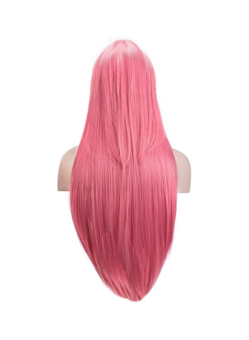 إستيل شعر مستعار Estelle بطول 32 بوصة 80 سم طويل مستقيم أنيمي أزياء المرأة تأثيري باروكة شعر مستعار للحفلات مع غطاء شعر مستعار مجاني وردي - Image 5