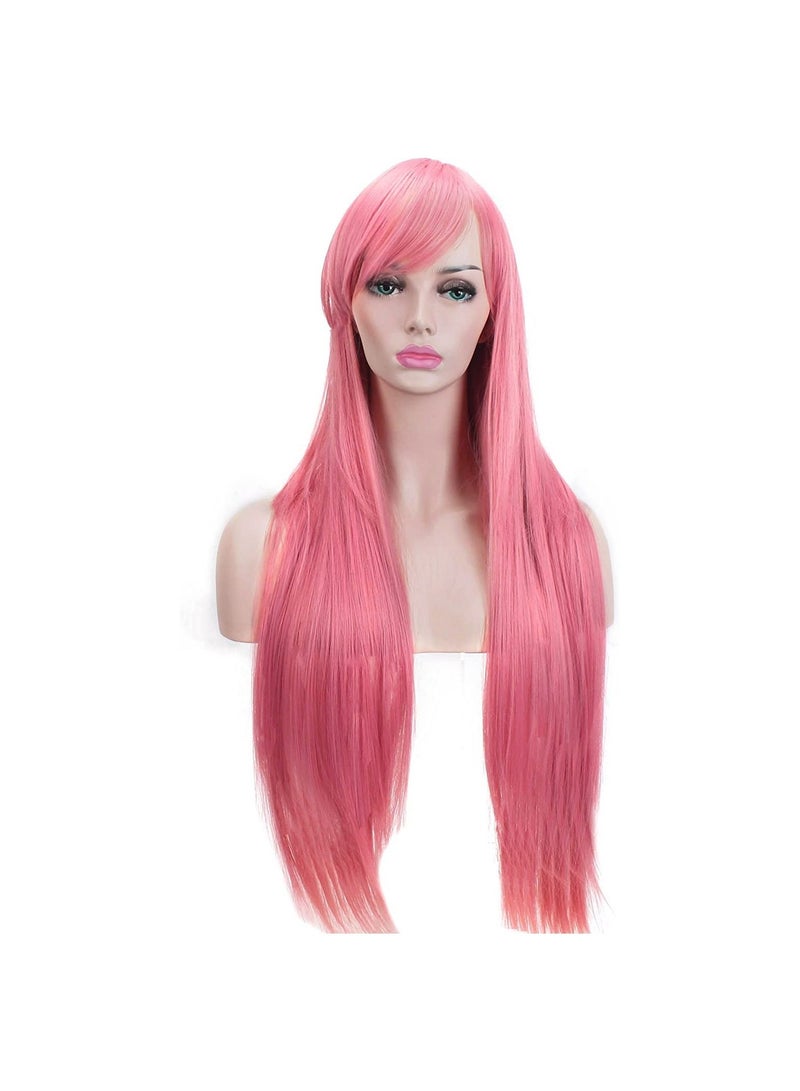 إستيل شعر مستعار Estelle بطول 32 بوصة 80 سم طويل مستقيم أنيمي أزياء المرأة تأثيري باروكة شعر مستعار للحفلات مع غطاء شعر مستعار مجاني وردي - Image 3