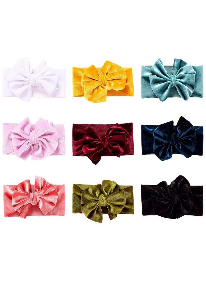 WHISKET Band Velvet Headband Bows Turban Head Wrap Hair Bands For Baby Girls Toddlers And Girls [Pack Of 2] Multicolor - Image 1