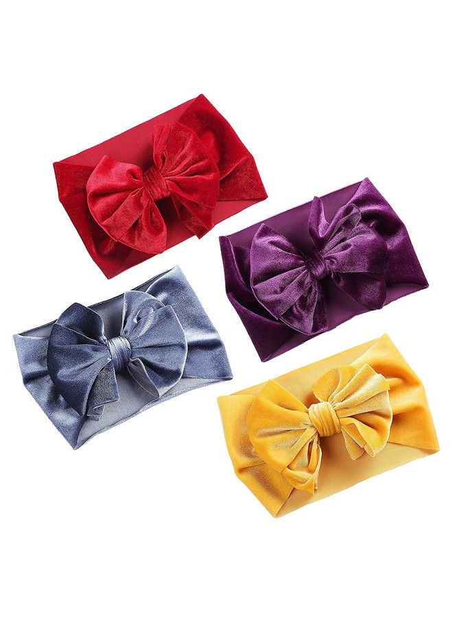 WHISKET Band Velvet Headband Bows Turban Head Wrap Hair Bands For Baby Girls Toddlers And Girls [Pack Of 2] Multicolor - Image 3