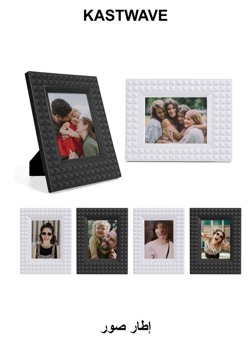 KASTWAVE 2x3 Photo Frame, 6 Pack Mini Plastic Picture Frame Compatible with Fujifilm Instax/Polaroid 2 x 3 inch Film, Photo Display Set For Fuji Instax Film Frame (Black + White) - Image 1