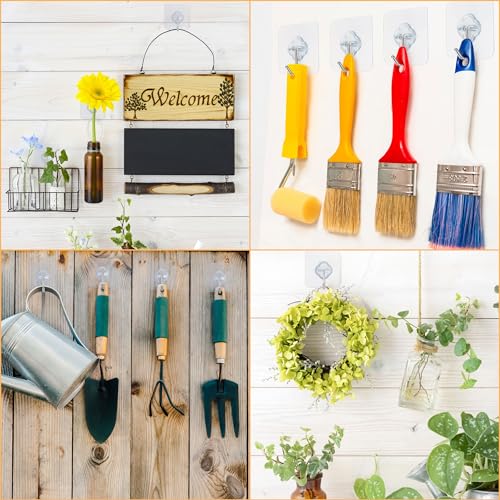 DKHDBD Adhesive Wall Hooks for Hanging, 50 Pack Heavy Duty Stainless Self Sticky Hooks, Waterproof and Rustproof Clear Self Adhesive Utility Hooks for Bathroom Kitchen Office Outdoor Inside Wardrobe Towel - Image 5