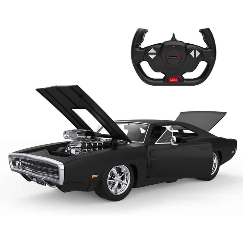 Rastar - 1970 Dodge Charger R/T 1/16 with Remote Control - Black - 99010 - Image 1