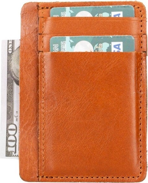 BOULETTA Parma Leather Card Holder Rst2 Tan - Image 3