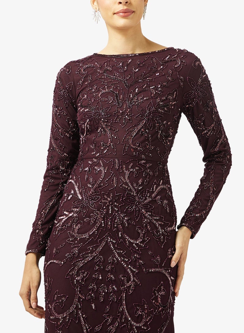 ماري فستان ماكسي بياقة قارب وترتر - Image 3