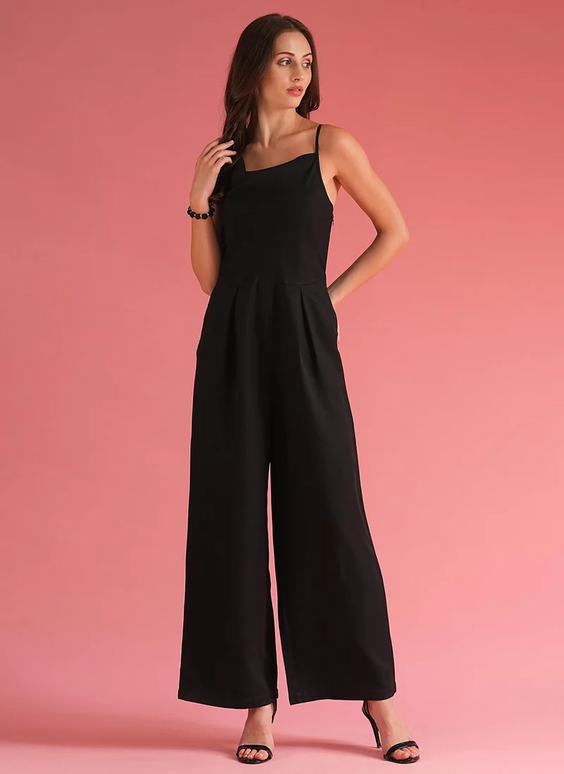 globus Globus Women Black Cowl Neck Party Jumpsuit