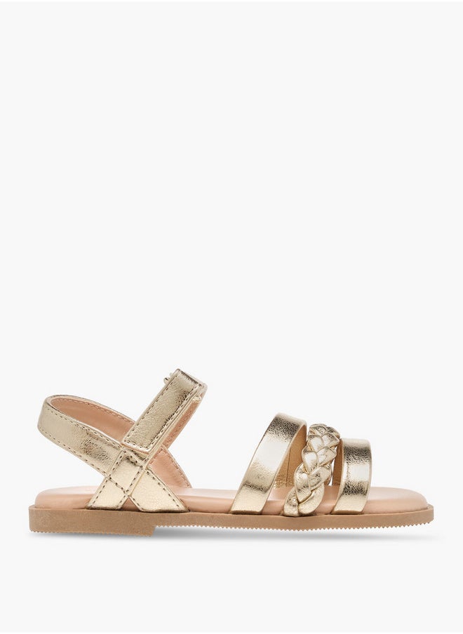 Flora Bella By Shoexpress Girls Braided Sandals with Hook and Loop Closure  - Image 2