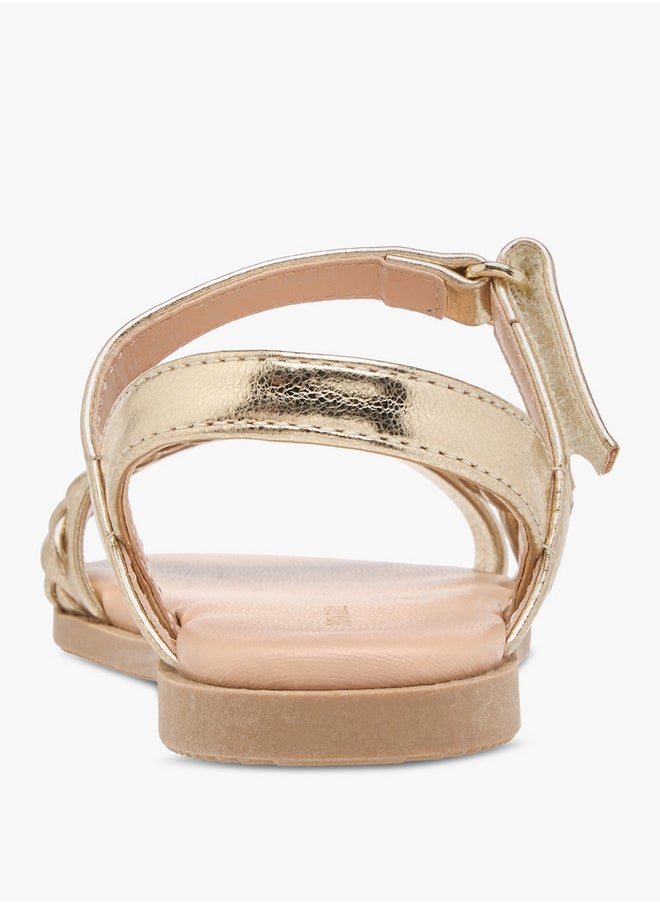 Flora Bella By Shoexpress Girls Braided Sandals with Hook and Loop Closure  - Image 4