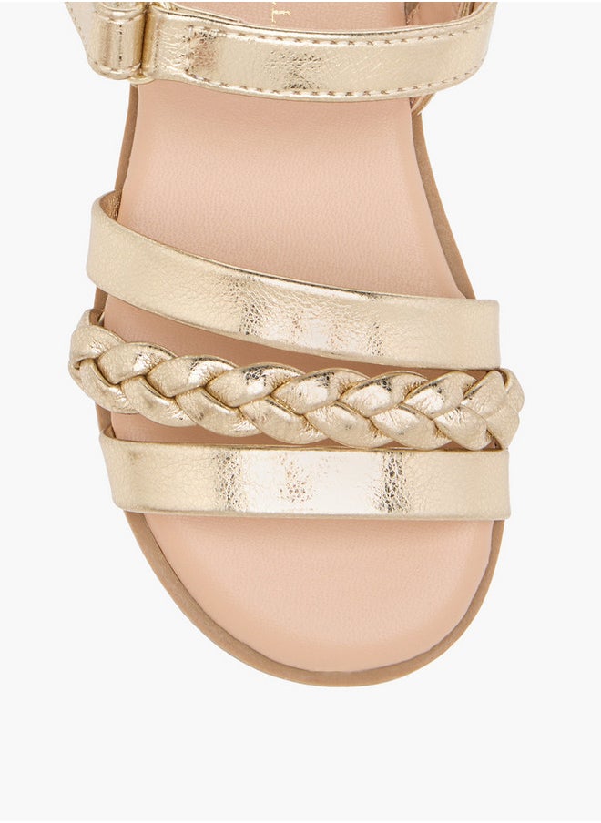 Flora Bella By Shoexpress Girls Braided Sandals with Hook and Loop Closure  - Image 3