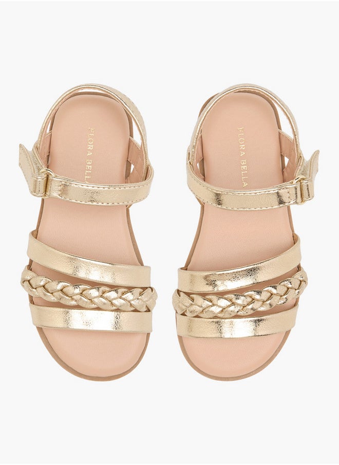 Flora Bella By Shoexpress Girls Braided Sandals with Hook and Loop Closure  - Image 1
