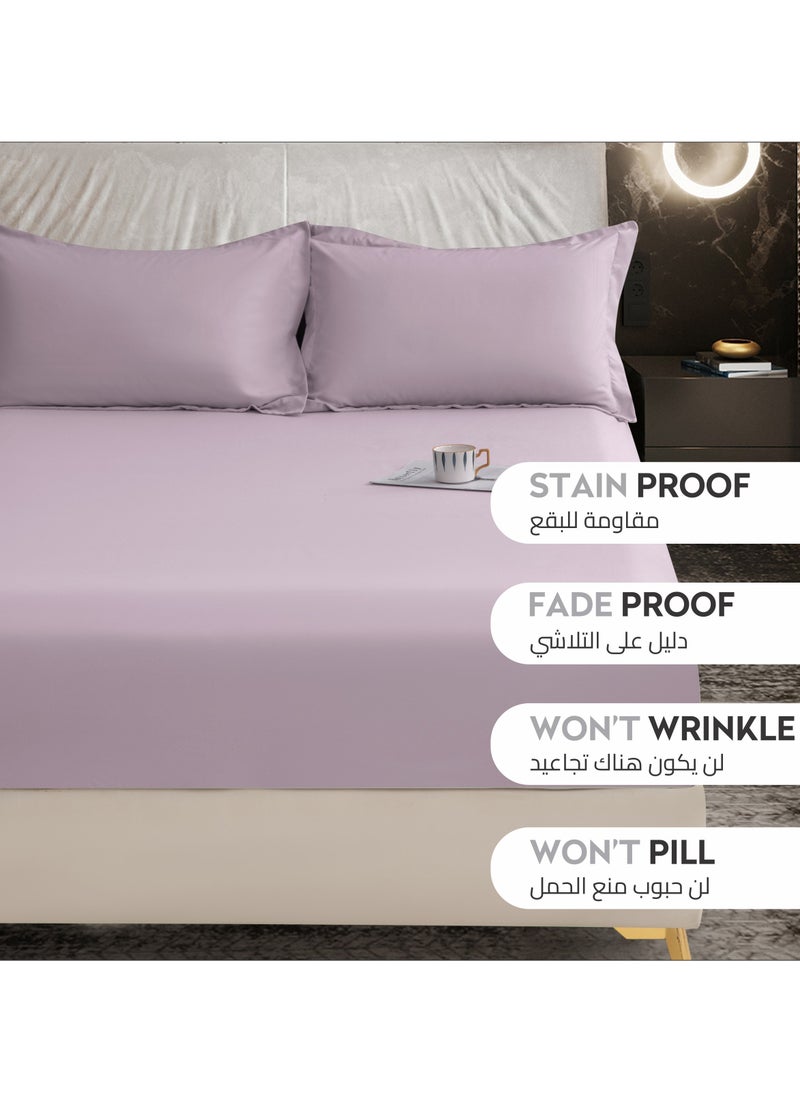 Donetella Bedding Fitted Sheet - Fits 120x200 Cm Bed For Twin Bed 2 Pcs (1 Fitted Sheet and 1 Pillowcase) - 30 Cm Deep Pocket - Solid Bed Sheet  - Image 4
