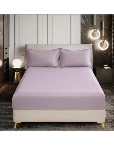 Donetella Bedding Fitted Sheet - Fits 120x200 Cm Bed For Twin Bed 2 Pcs (1 Fitted Sheet and 1 Pillowcase) - 30 Cm Deep Pocket - Solid Bed Sheet