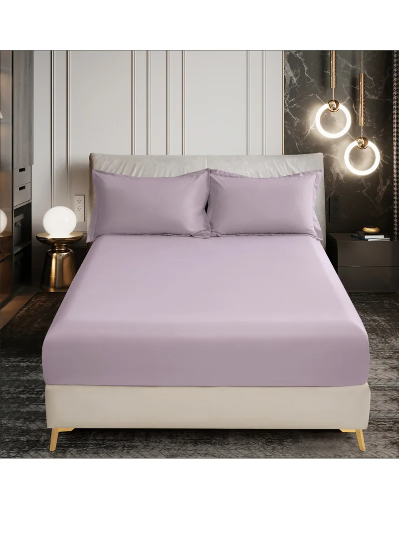 Donetella Bedding Fitted Sheet - Fits 120x200 Cm Bed For Twin Bed 2 Pcs (1 Fitted Sheet and 1 Pillowcase) - 30 Cm Deep Pocket - Solid Bed Sheet