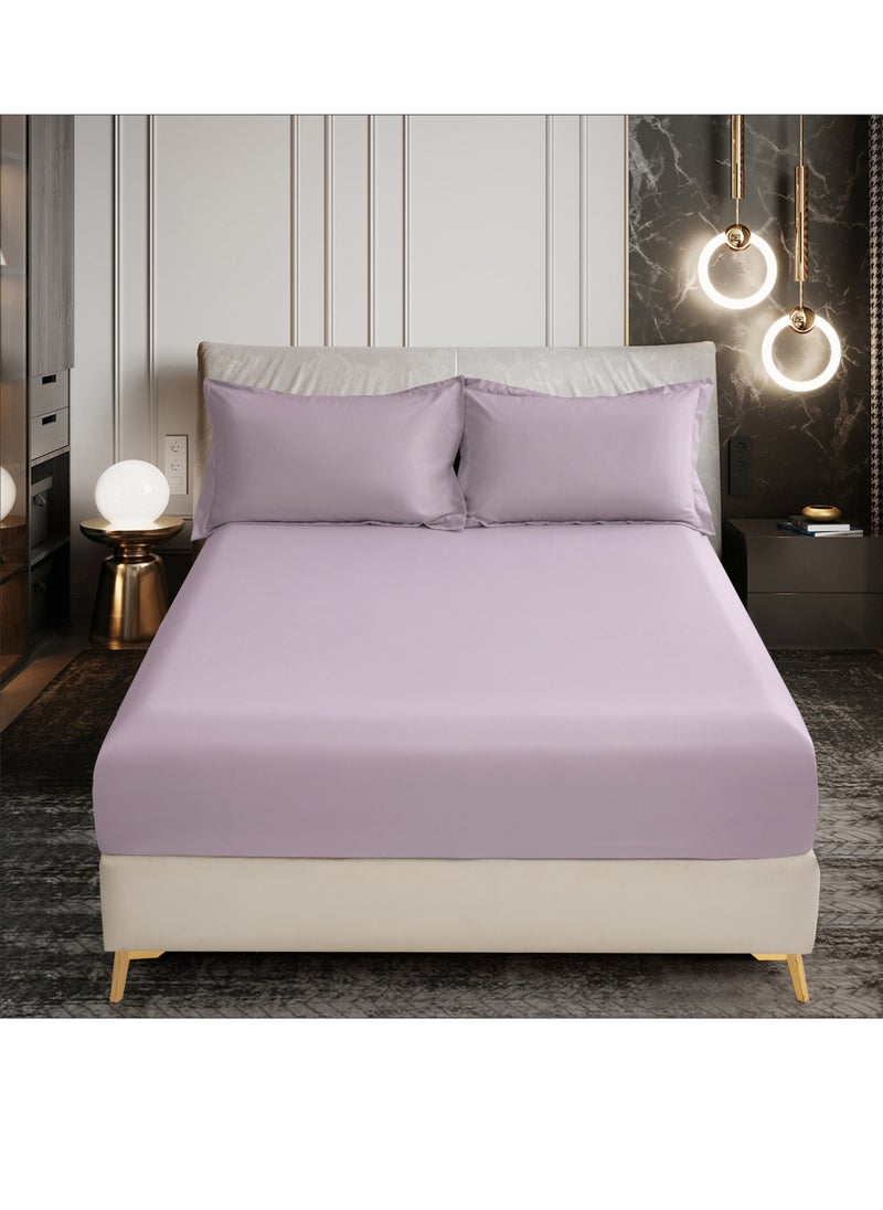 Donetella Bedding Fitted Sheet - Fits 120x200 Cm Bed For Twin Bed 2 Pcs (1 Fitted Sheet and 1 Pillowcase) - 30 Cm Deep Pocket - Solid Bed Sheet  - Image 1