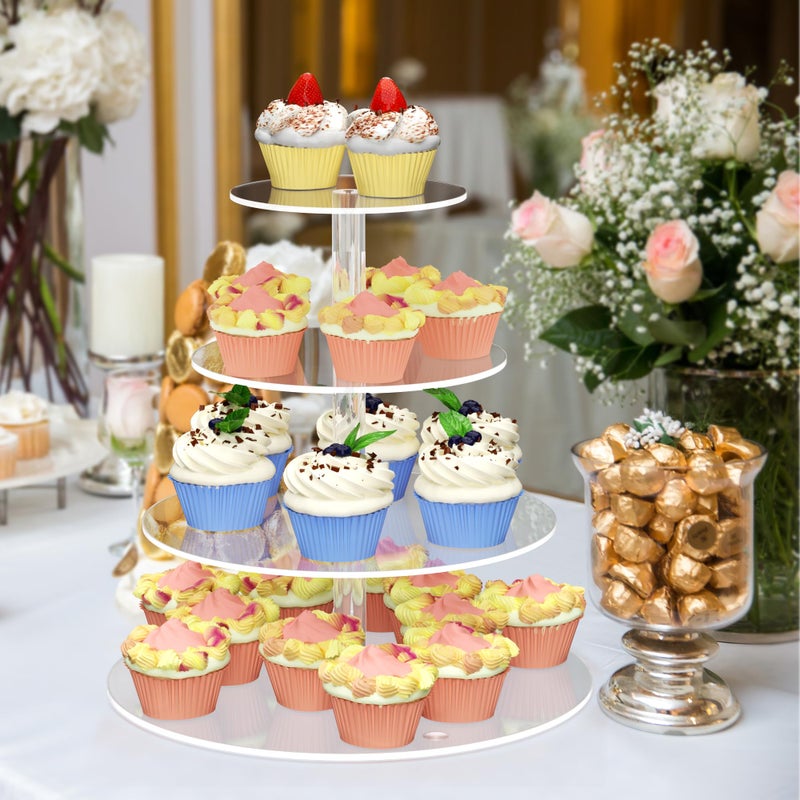 weddingwish 4 Tier Round Cupcake Stand, Acrylic Cupcake Display Stand for 38 Cupcakes, Clear Cupcake Holder Stand for Dessert Table, Cupcake Tower Stand for Wedding Birthday Party Graduation - Image 3