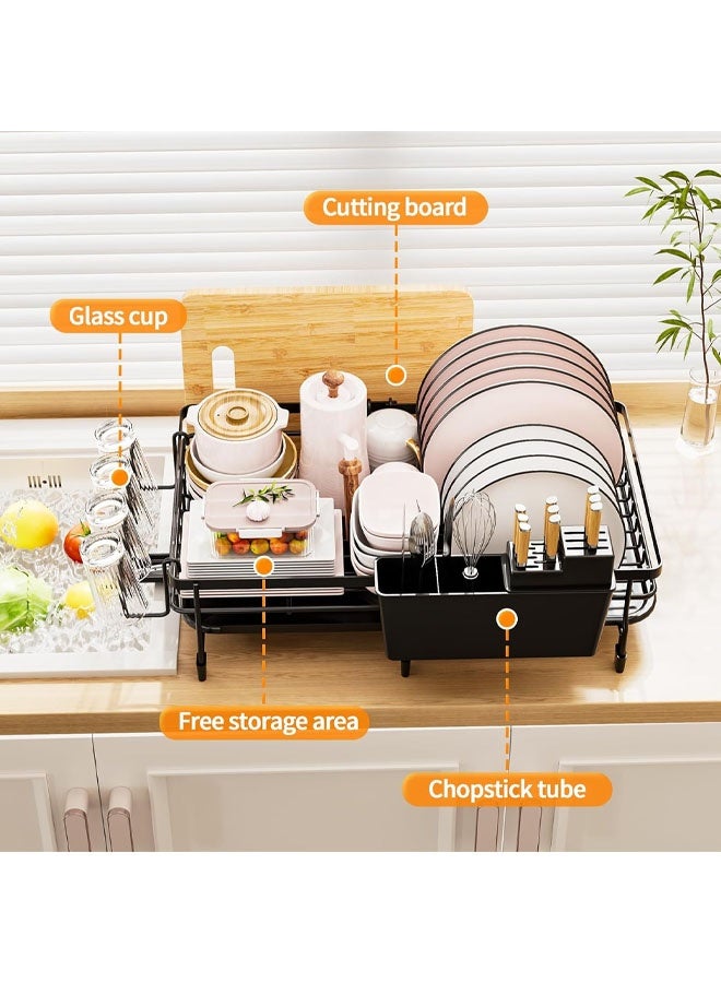 Dish Drying Rack,Large Kitchen Dish Rack Dish Drying Stand With Drainer,Multifunctional Rustproof Kitchen Dish Drying Rack with Drainboard,Dish Drying Rack with Utensil Holder & Cutlery Tray,Dish Drying Rack with Cup Holder - Image 5