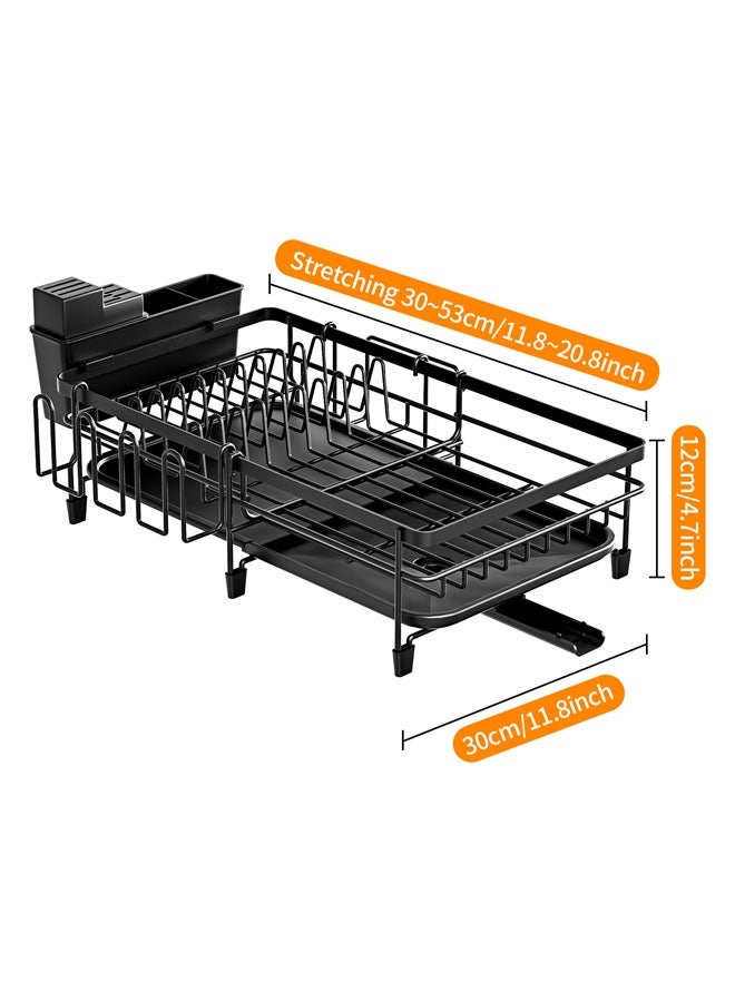 Dish Drying Rack,Large Kitchen Dish Rack Dish Drying Stand With Drainer,Multifunctional Rustproof Kitchen Dish Drying Rack with Drainboard,Dish Drying Rack with Utensil Holder & Cutlery Tray,Dish Drying Rack with Cup Holder - Image 2