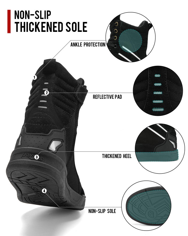 BORLENI Motorcycle Boots Street Riding Shoes Anti-Slip Outdoor Trekking Hike Work Shoes for Men Black - Image 4