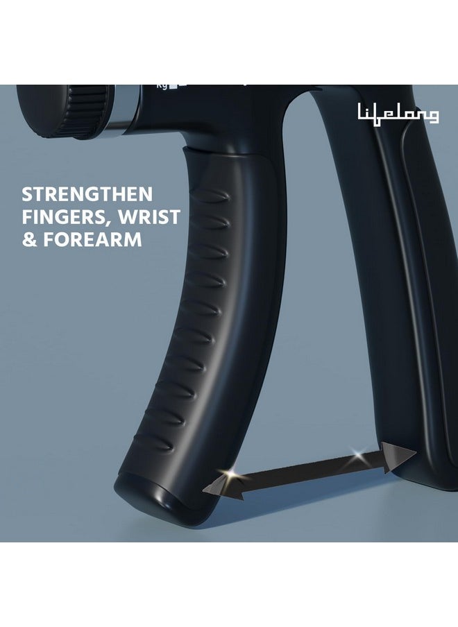 Lifelong Hand Gripper - Hand Grip For Men & Women - Adjustable Resistance 5-60Kg -Forearm Strengthener - Physiotherapy Equipment For Hand-Forearm Gripper - Gym Accessories For Finger Exercise (Black)  - Image 2