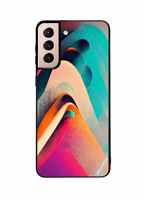 Protective Case Cover For Samsung Galaxy S21 Plus 5G Abstract Waves Lines Design Multicolour