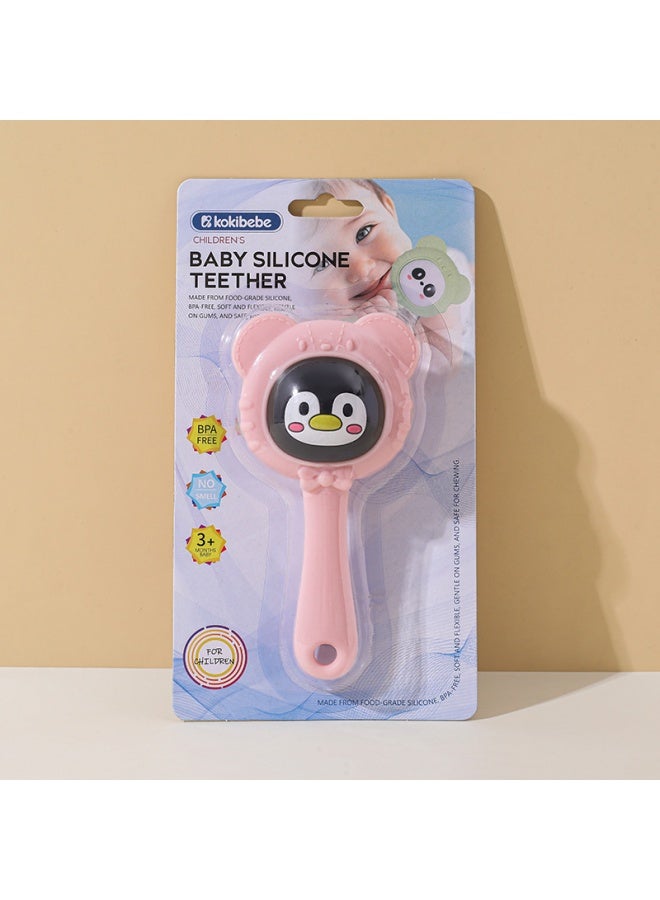 Baby Silicone Rattle Teether Cartoon Cute Newborn Toy Baby Educational Hand-held Training Molar Stick