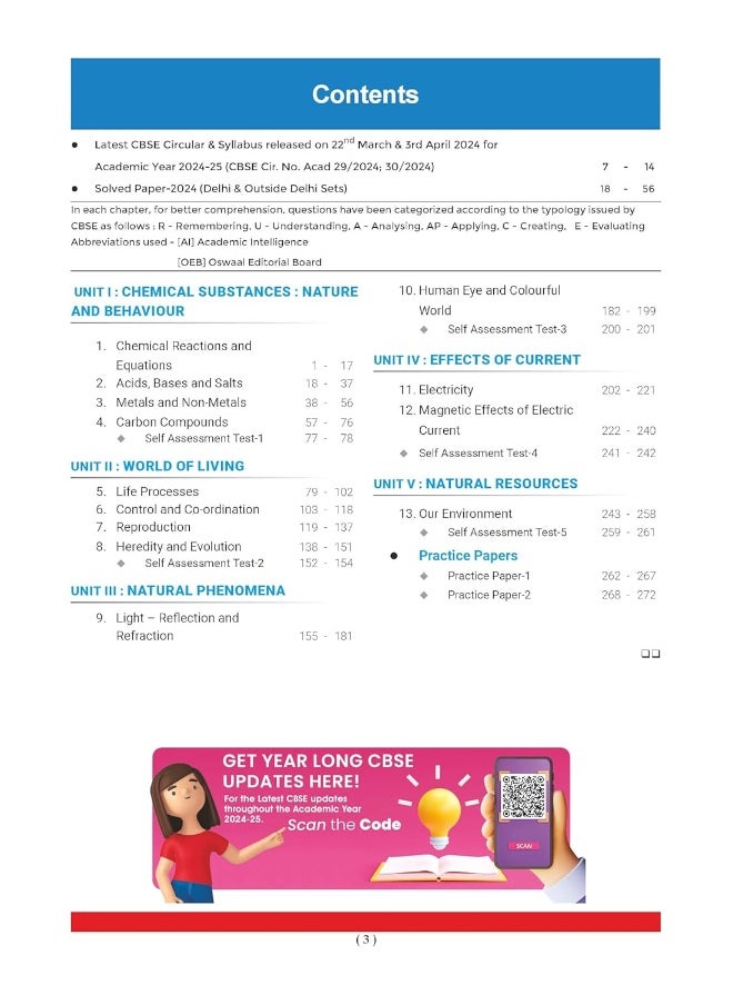 Oswaal CBSE Question Bank Class 10 Science, Chapterwise and Topicwise Solved Papers For Board Exams 2025