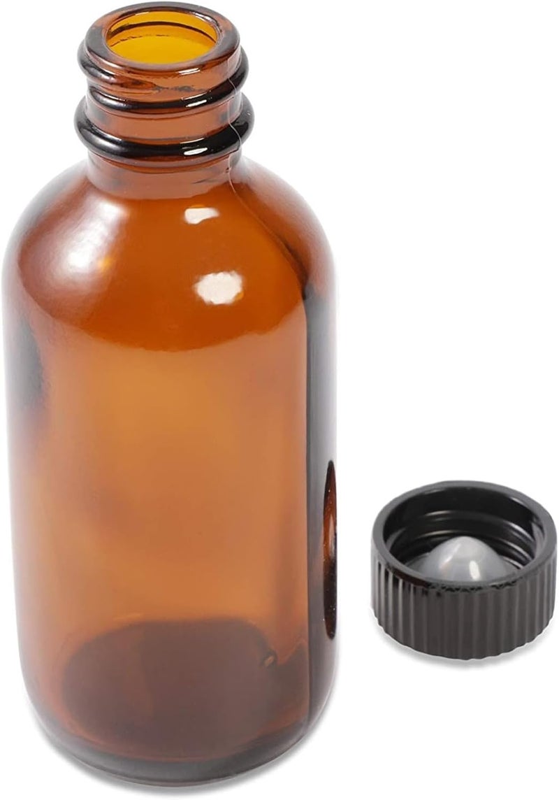 Juvale Two Ounce Amber Glass Bottles - 2 Oz, 30 Pack - Black Poly Cone Caps & 6 Funnels for Vanilla Extract - Shot Bottles With Caps - Image 5